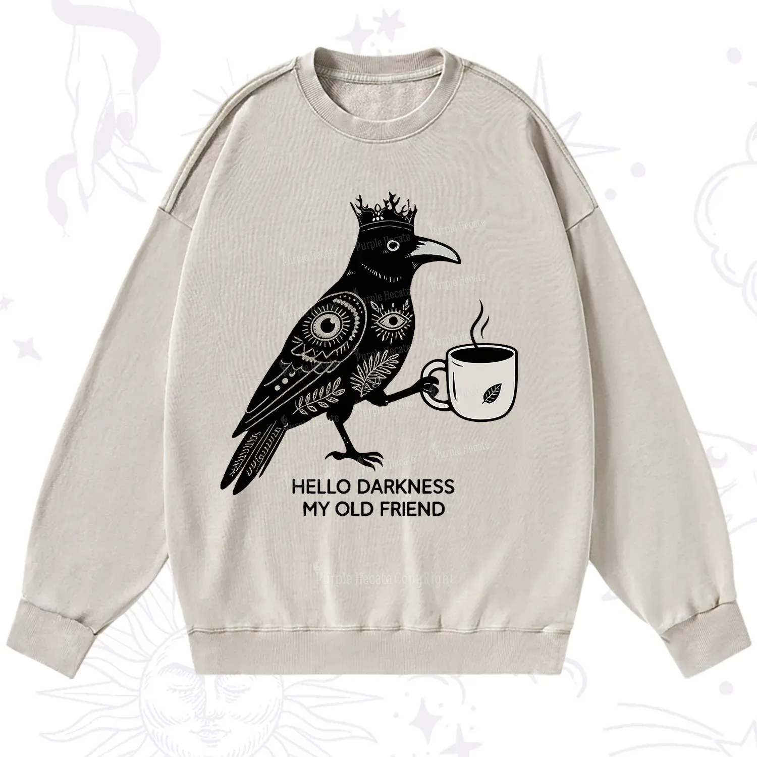 Purplehecate Hello Darkness My Old Friend Washed Sweatshirt