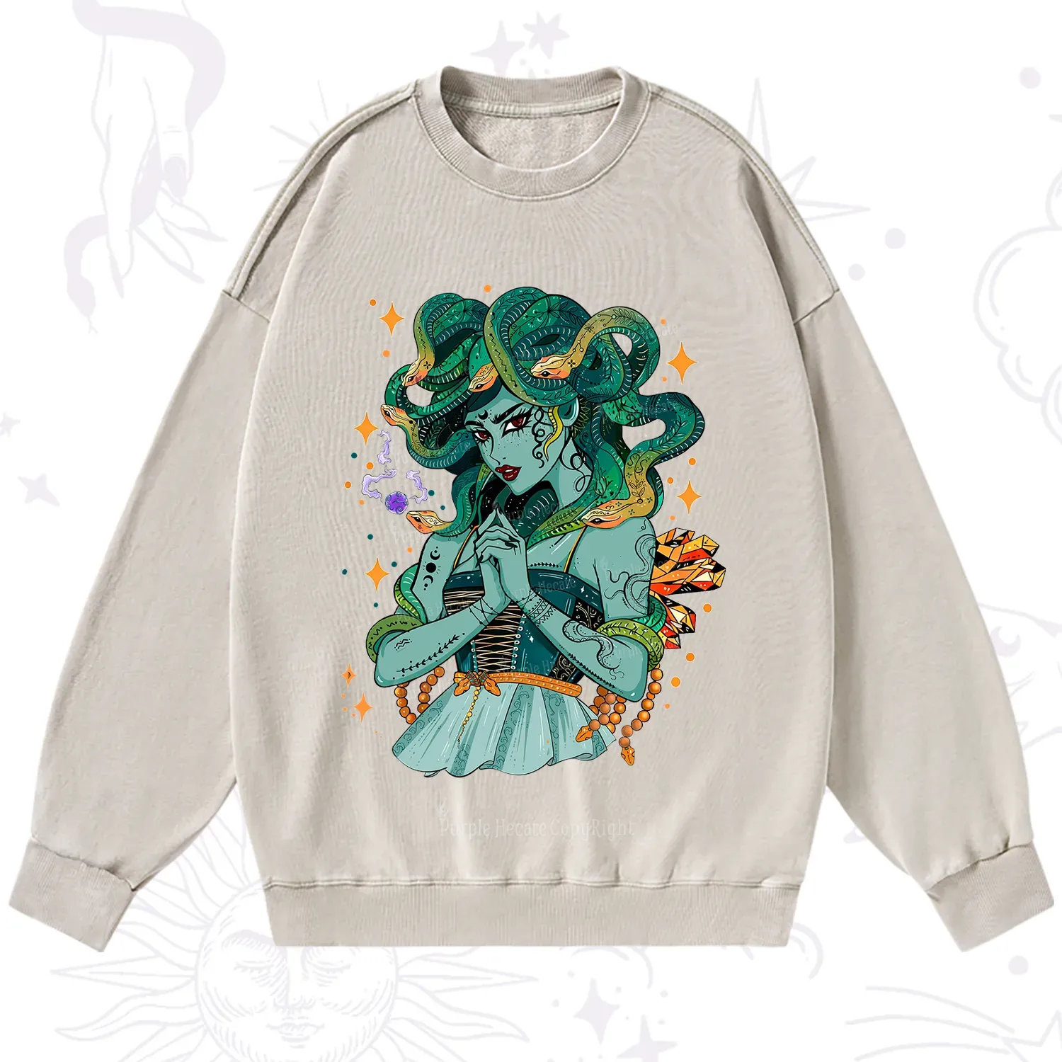 Purplehecate The Gorgon Medusa Washed Sweatshirt
