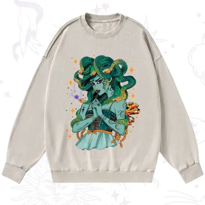 Purplehecate The Gorgon Medusa Washed Sweatshirt