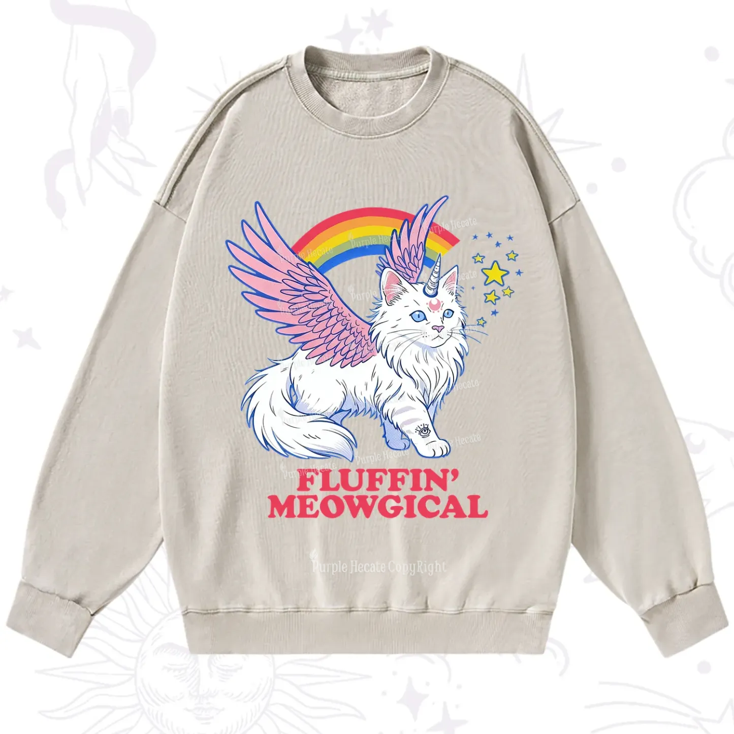 Purplehecate Fluffin Meowgical Washed Sweatshirt