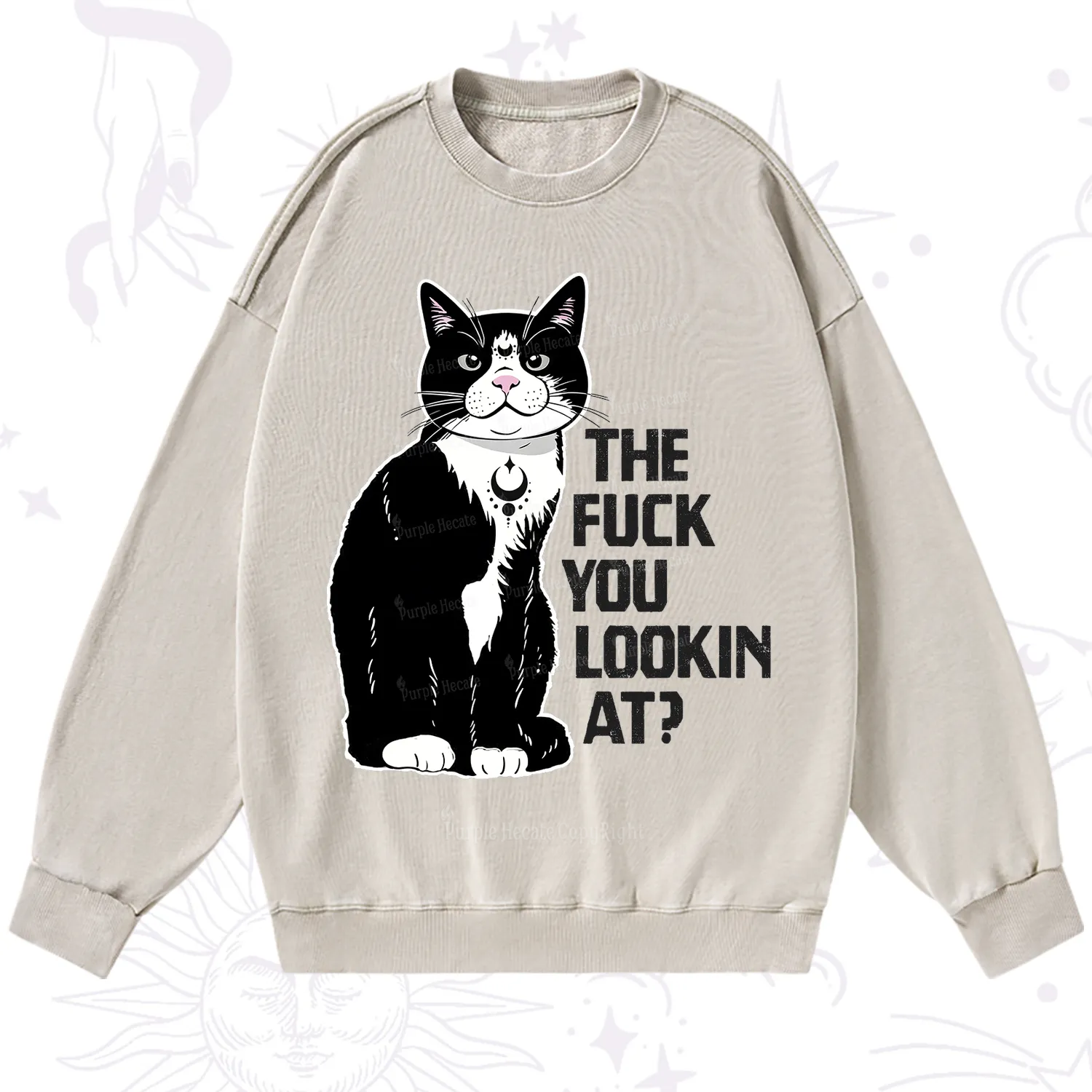 Purplehecate The Fuck You Lookin At Washed Sweatshirt