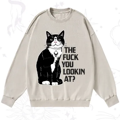 Purplehecate The Fuck You Lookin At Washed Sweatshirt