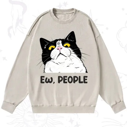 Purplehecate Ew People Cat Washed Sweatshirt
