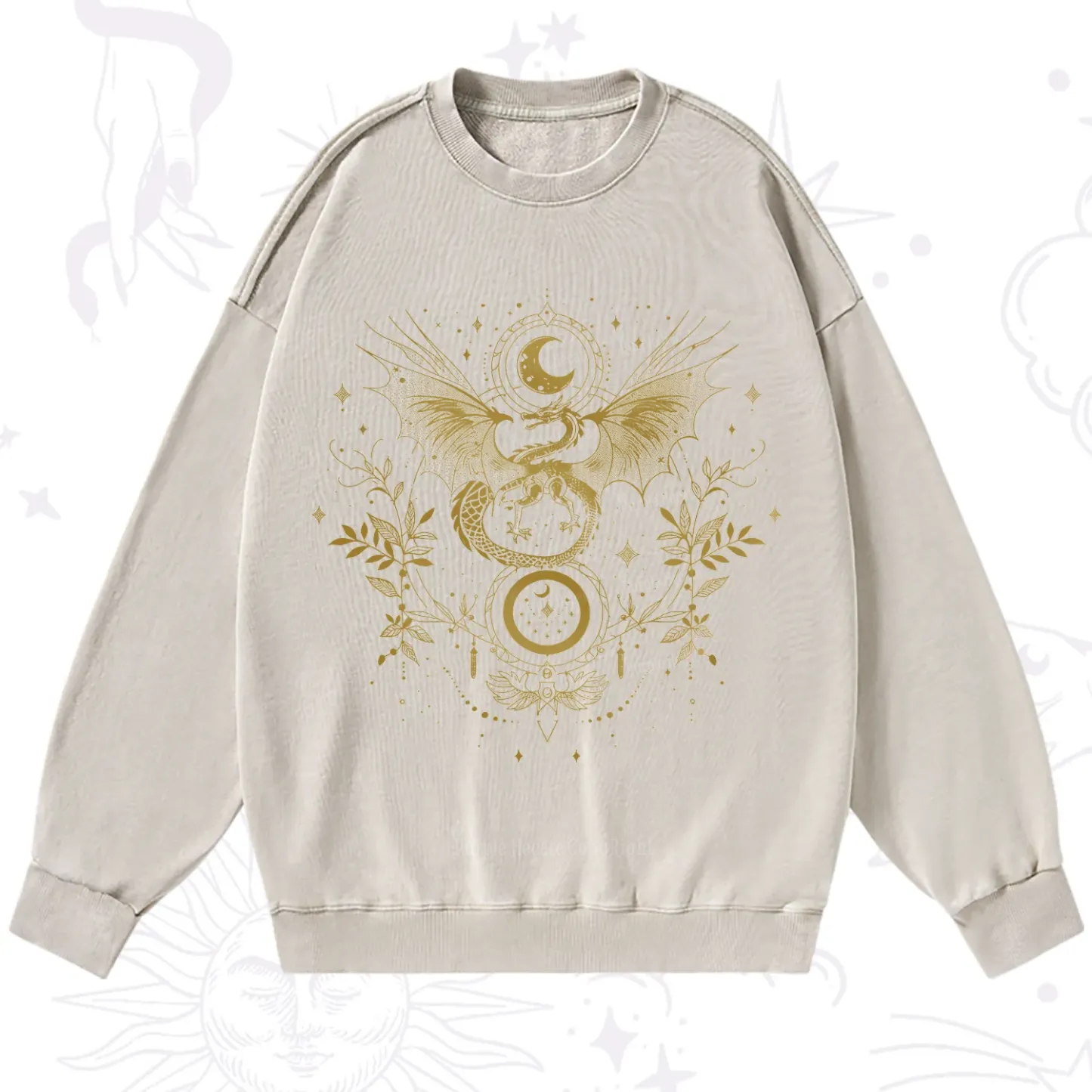 Purplehecate Celestial Dragon Moon Phase Washed Sweatshirt