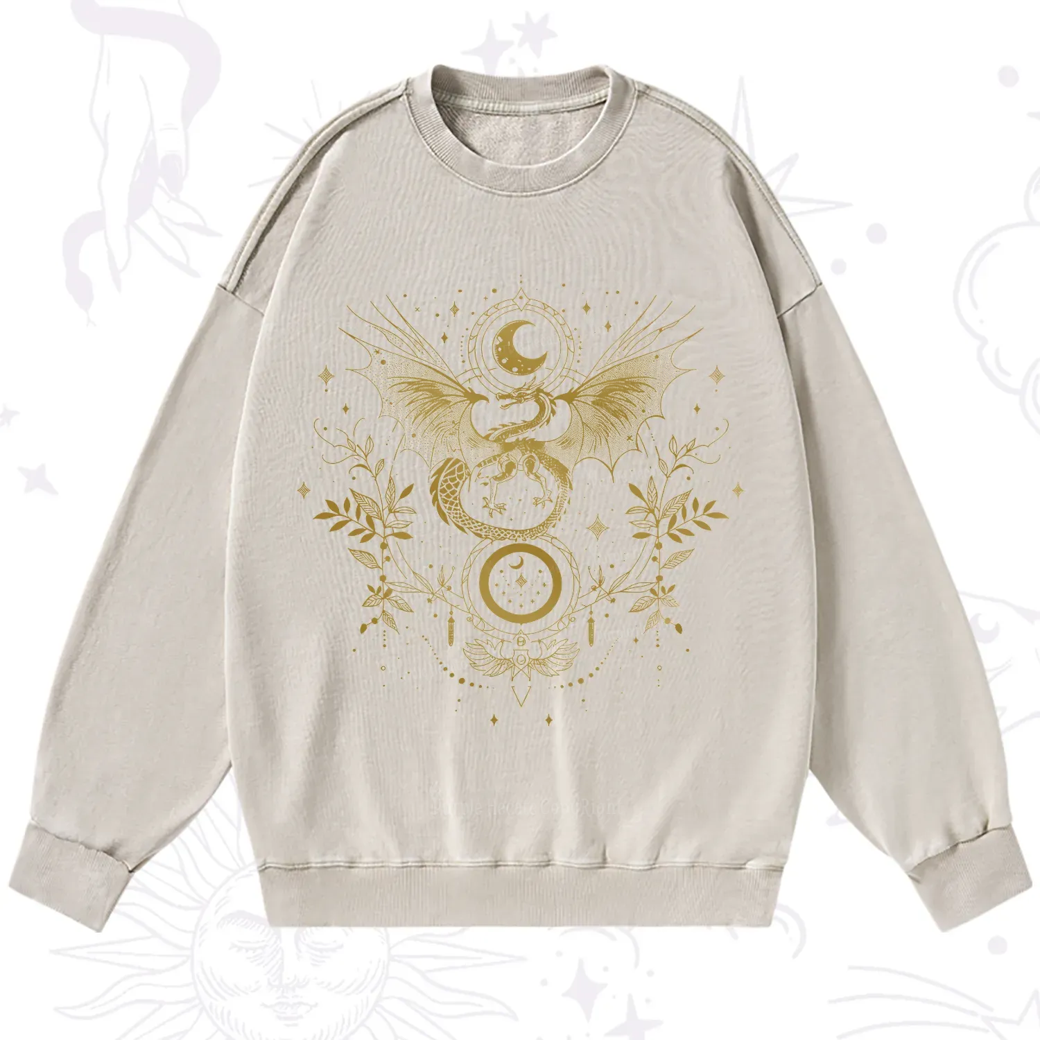 Purplehecate Celestial Dragon Moon Phase Washed Sweatshirt