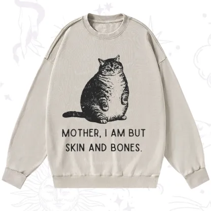 Purplehecate Cat Mother I Am But Skin And Bones Washed Sweatshirt