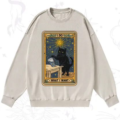 Purplehecate I Do What I Want Cats Washed Sweatshirt