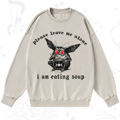 Purplehecate Mothman Eating Soup Washed Sweatshirt