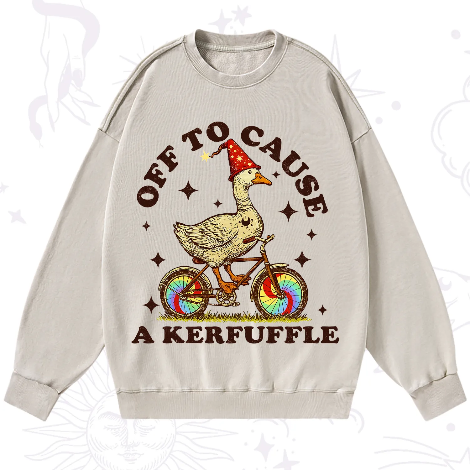 Purplehecate Off to Cause a Kerfuffle Goose Washed Sweatshirt