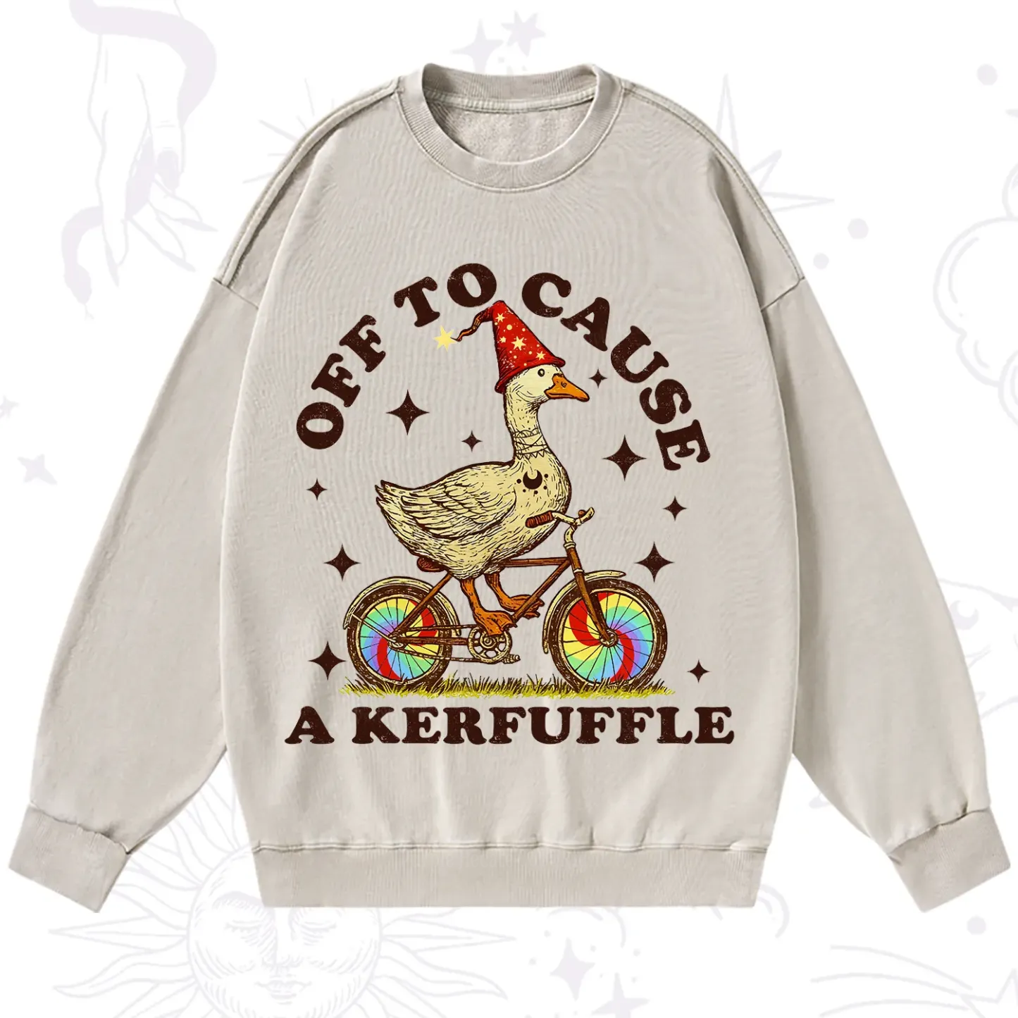 Purplehecate Off to Cause a Kerfuffle Goose Washed Sweatshirt