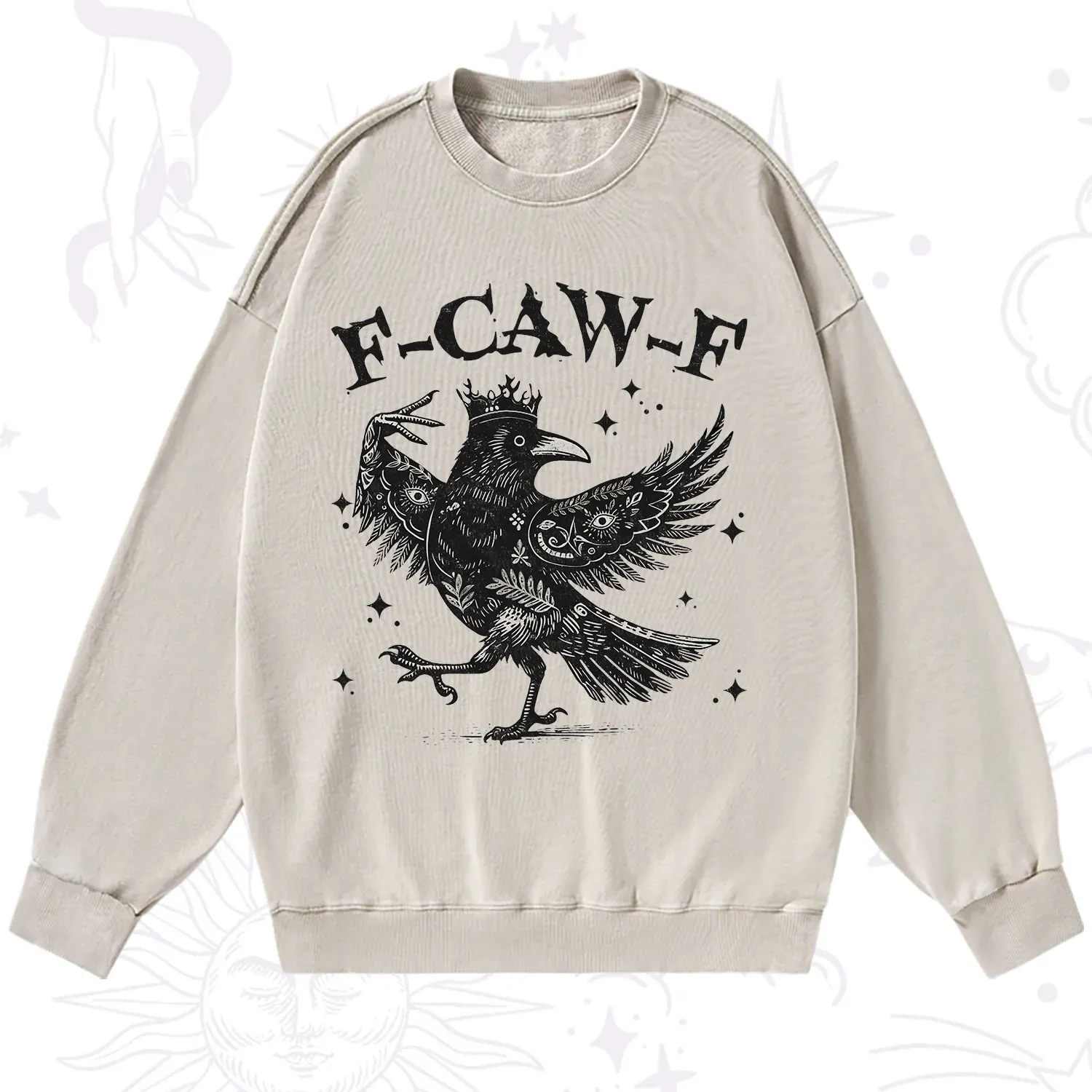 Purplehecate F-caw-f Funny Crow Washed Sweatshirt