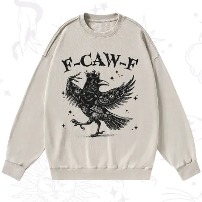 Purplehecate F-caw-f Funny Crow Washed Sweatshirt