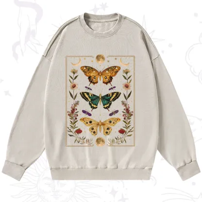 Purplehecate Sun and Moon Butterfly Washed Sweatshirt