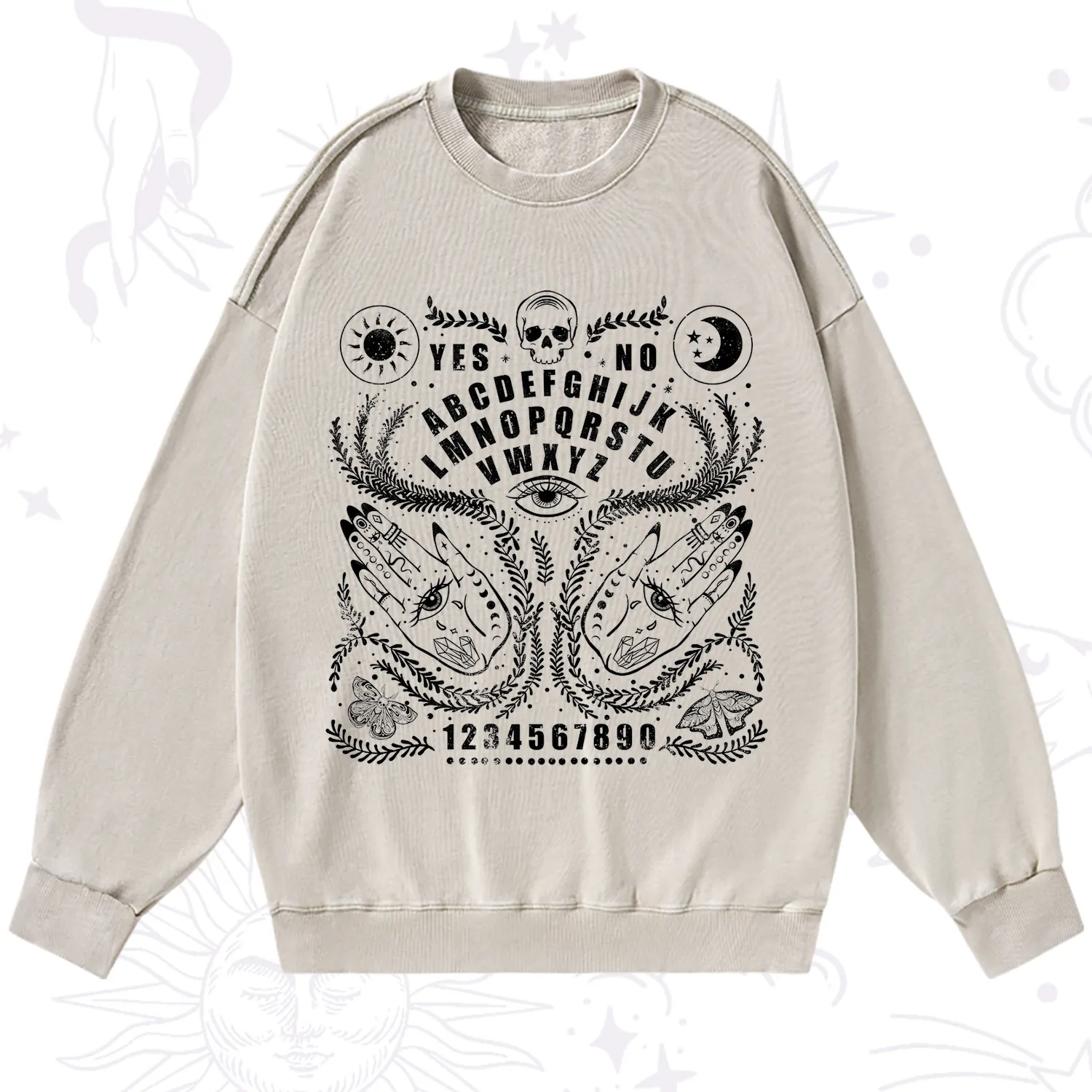 Purplehecate Ouija Spirit Board Washed Sweatshirt