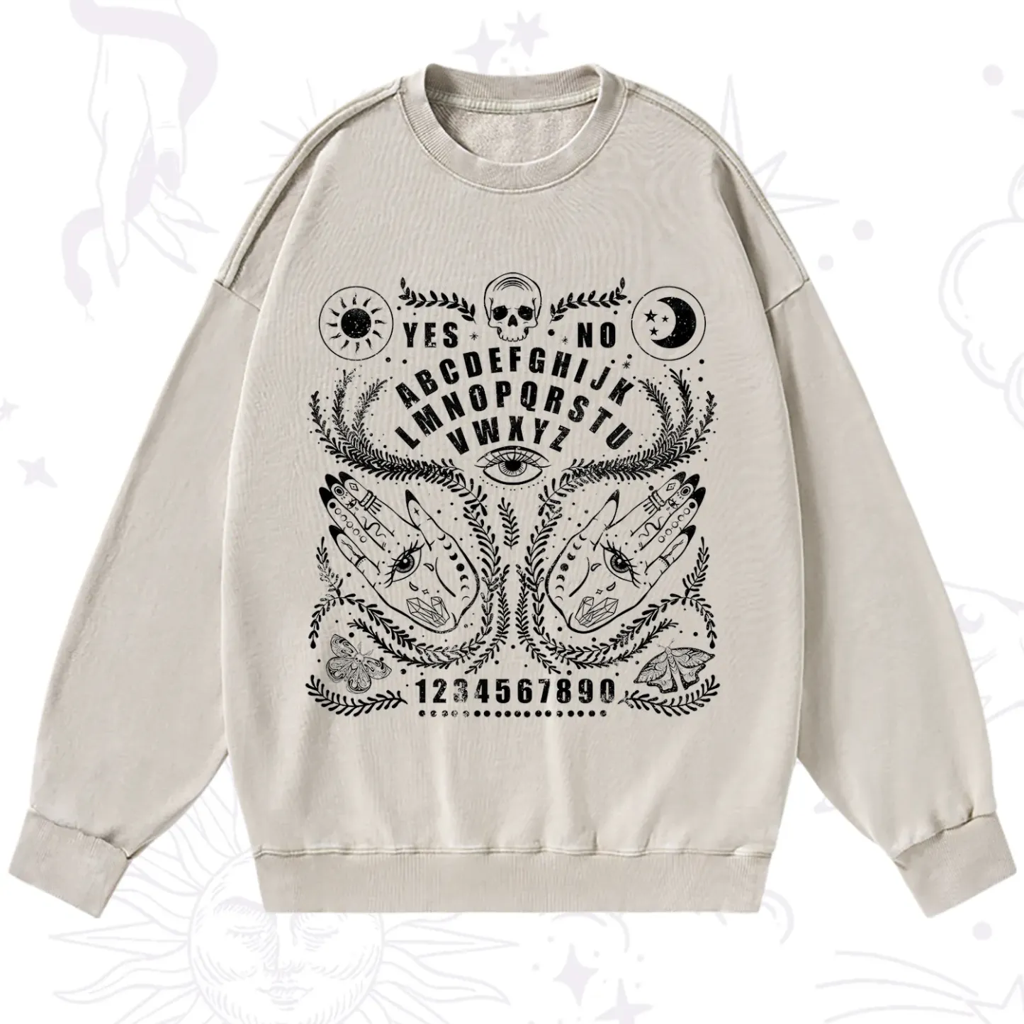Purplehecate Ouija Spirit Board Washed Sweatshirt