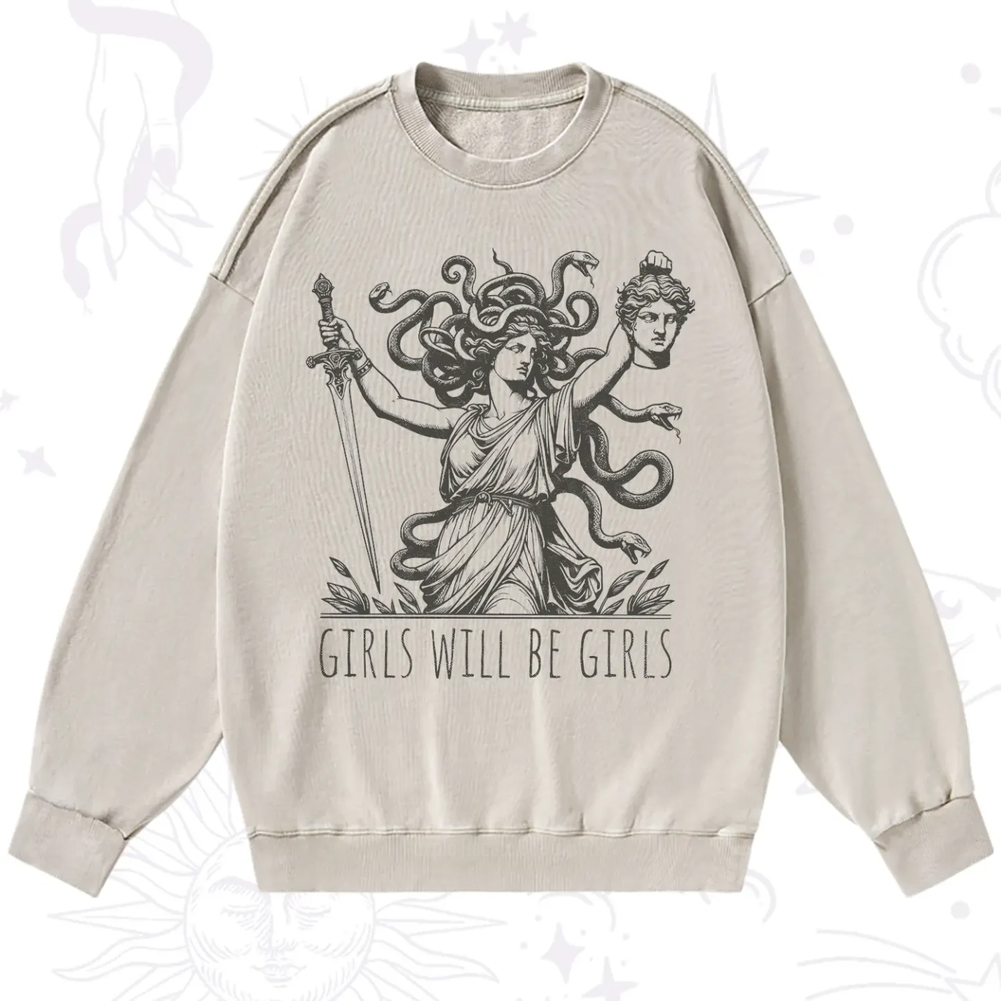 Purplehecate Girls Will Be Girls Medusa Washed Sweatshirt