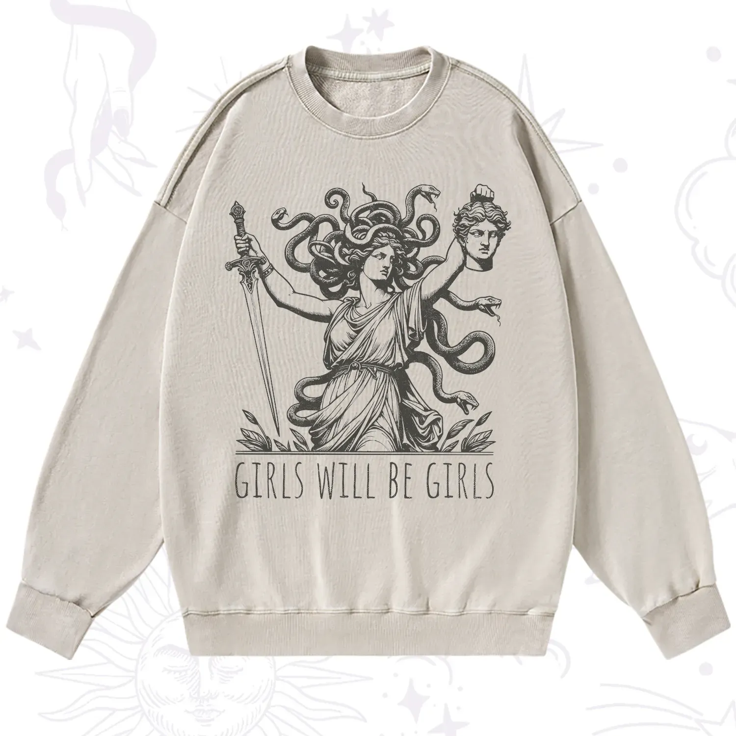 Purplehecate Girls Will Be Girls Medusa Washed Sweatshirt