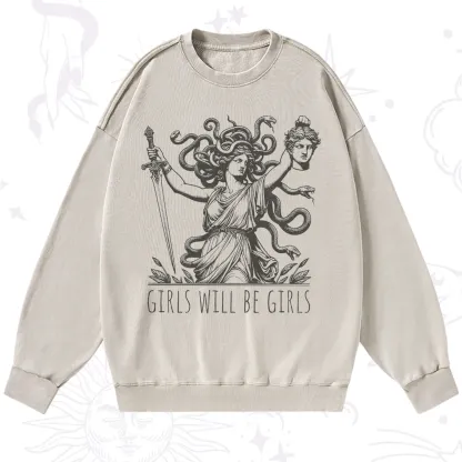 Purplehecate Girls Will Be Girls Medusa Washed Sweatshirt