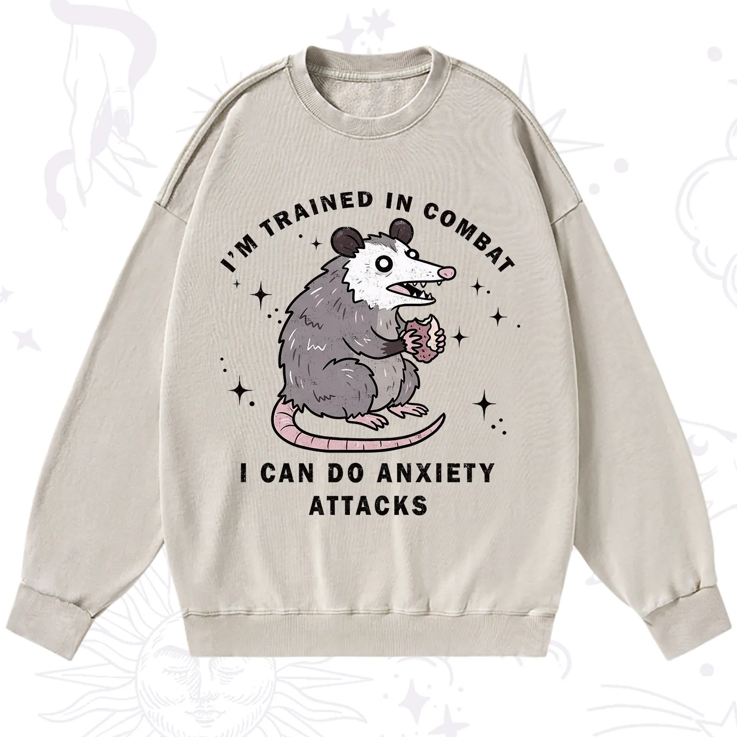 Purplehecate Anixety Attack Opossum Washed Sweatshirt