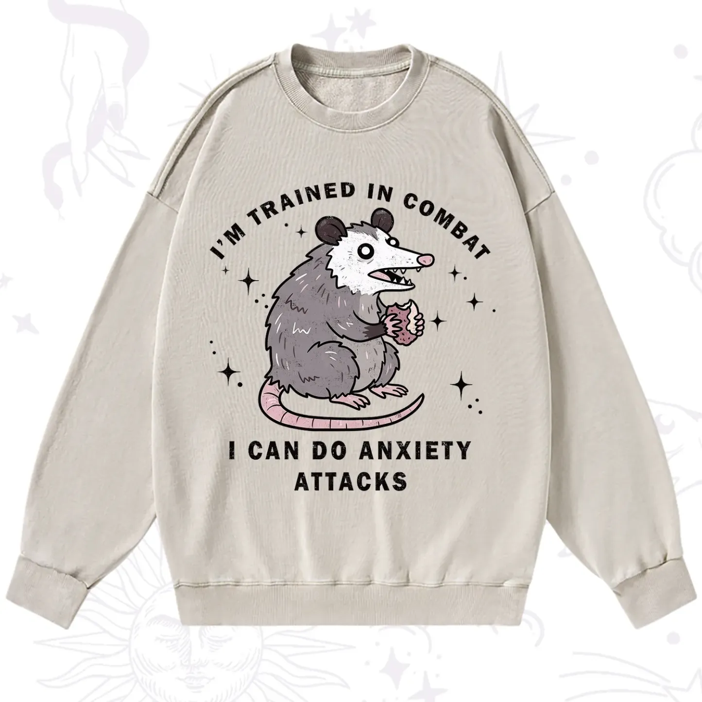 Purplehecate Anixety Attack Opossum Washed Sweatshirt