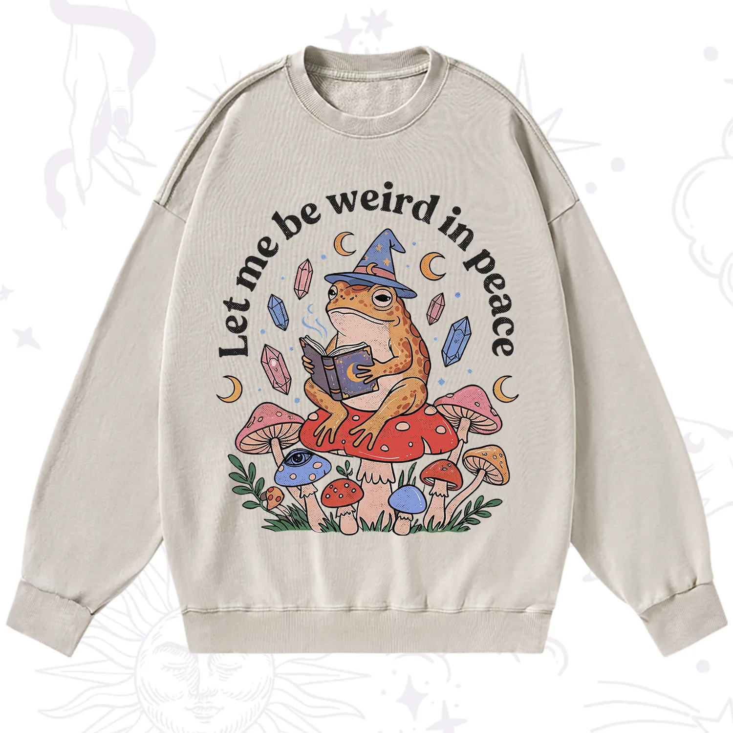 Purplehecate Let Me Be Weird in Peace Frog Washed Sweatshirt