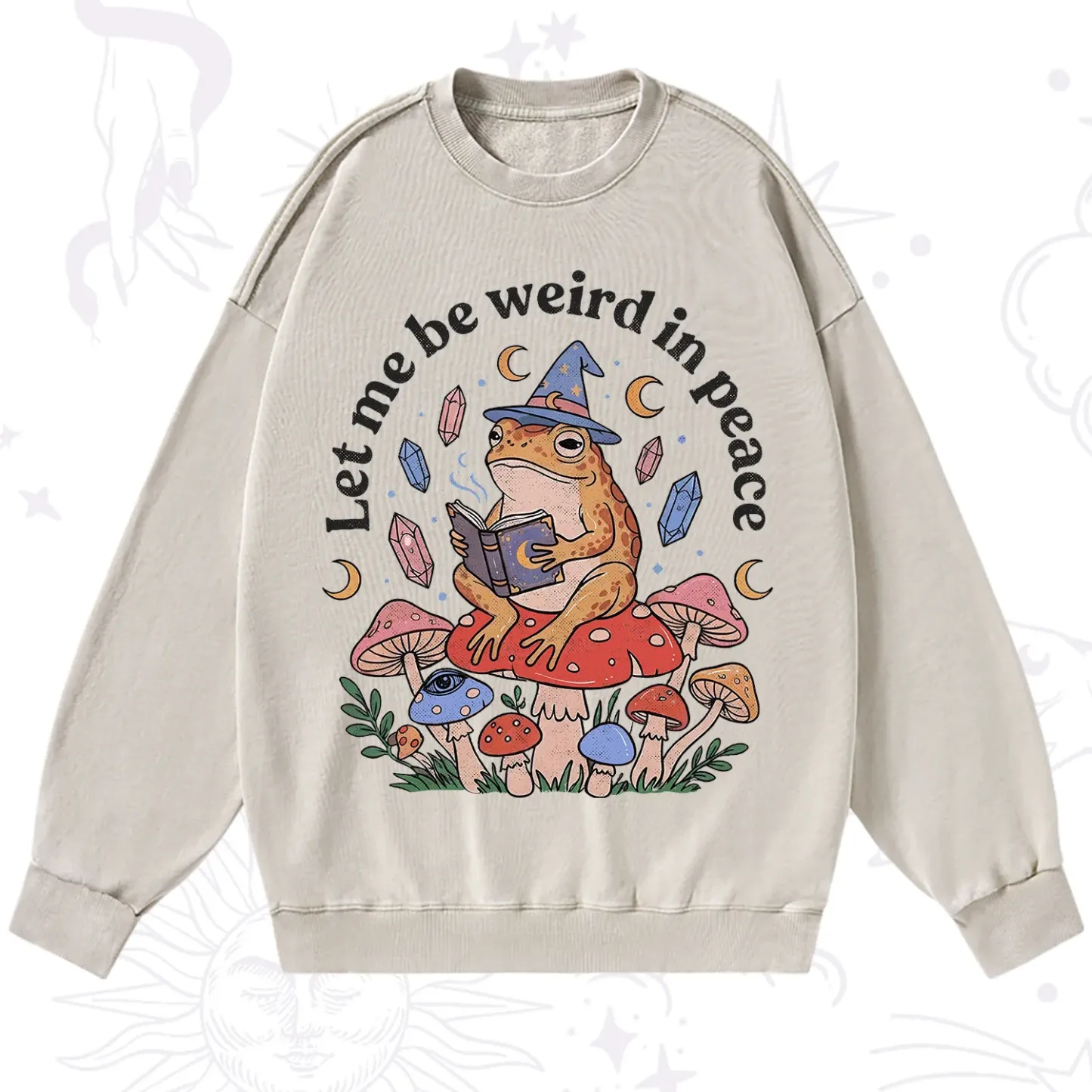 Purplehecate Let Me Be Weird in Peace Frog Washed Sweatshirt