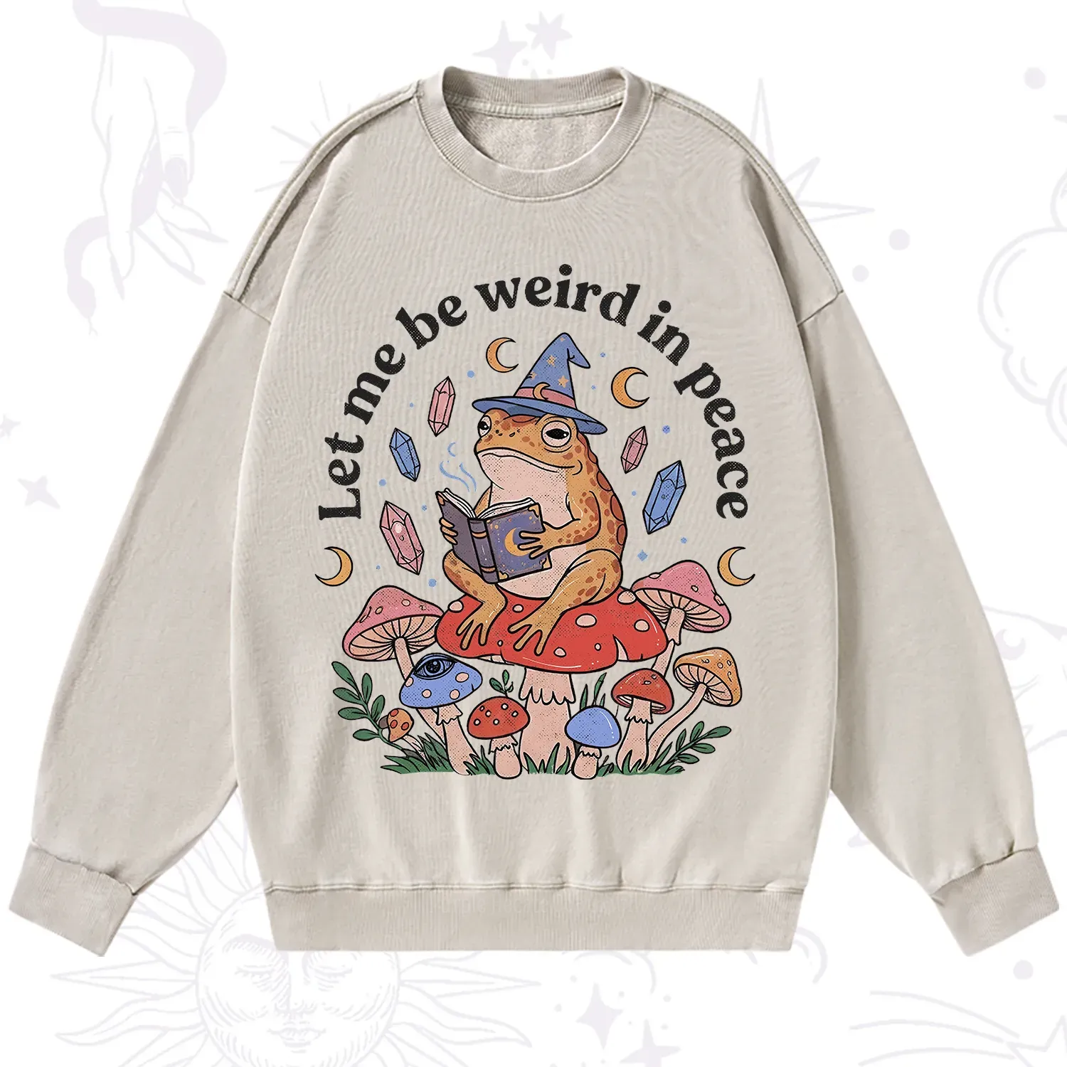 Purplehecate Let Me Be Weird in Peace Frog Washed Sweatshirt