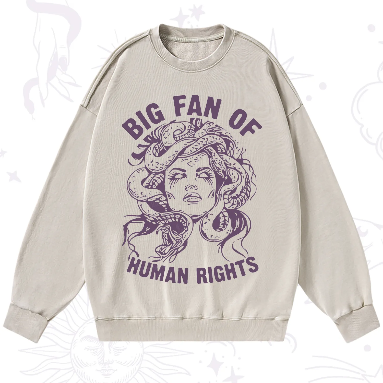 Purplehecate Big Fan of Human Rights Washed Sweatshirt