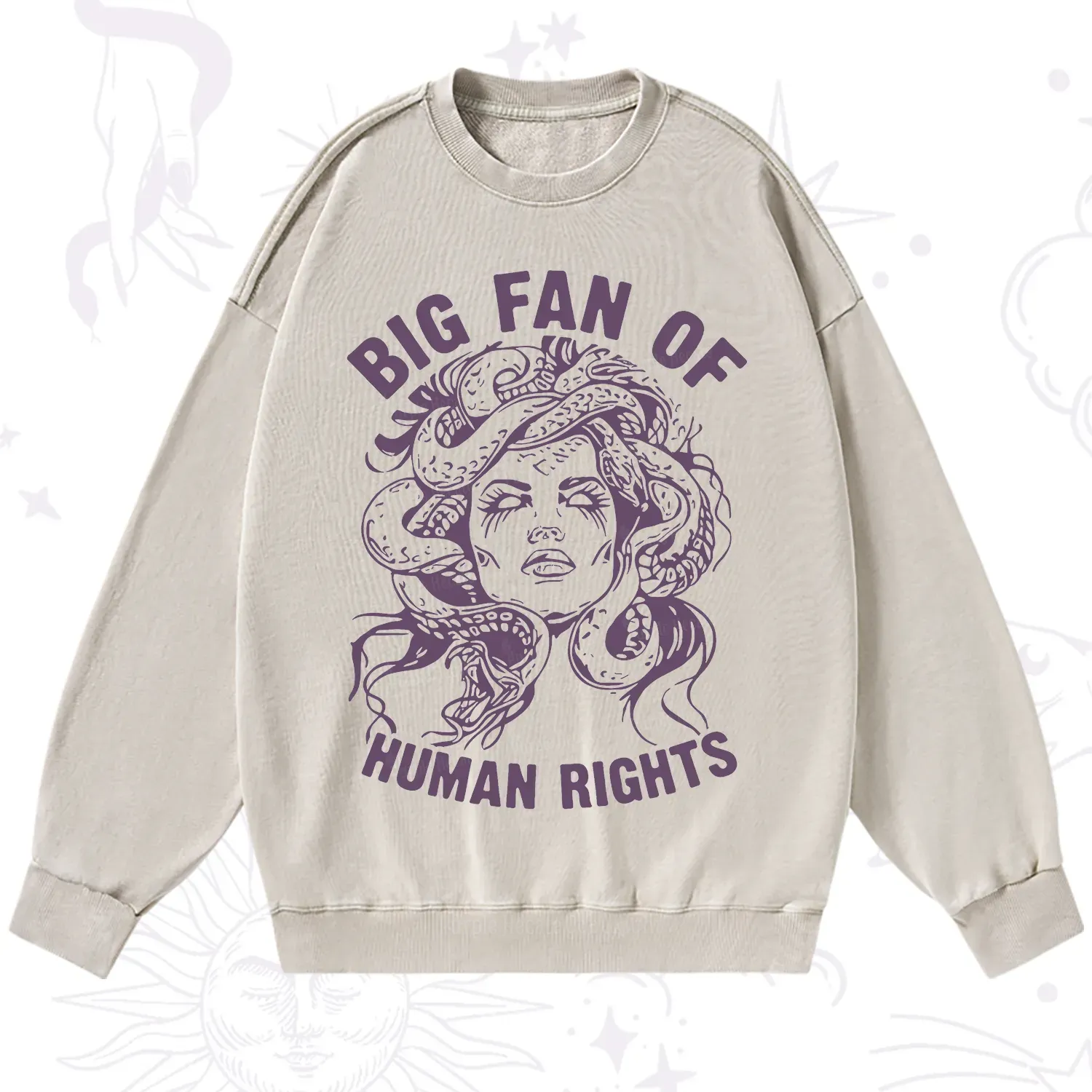Purplehecate Big Fan of Human Rights Washed Sweatshirt