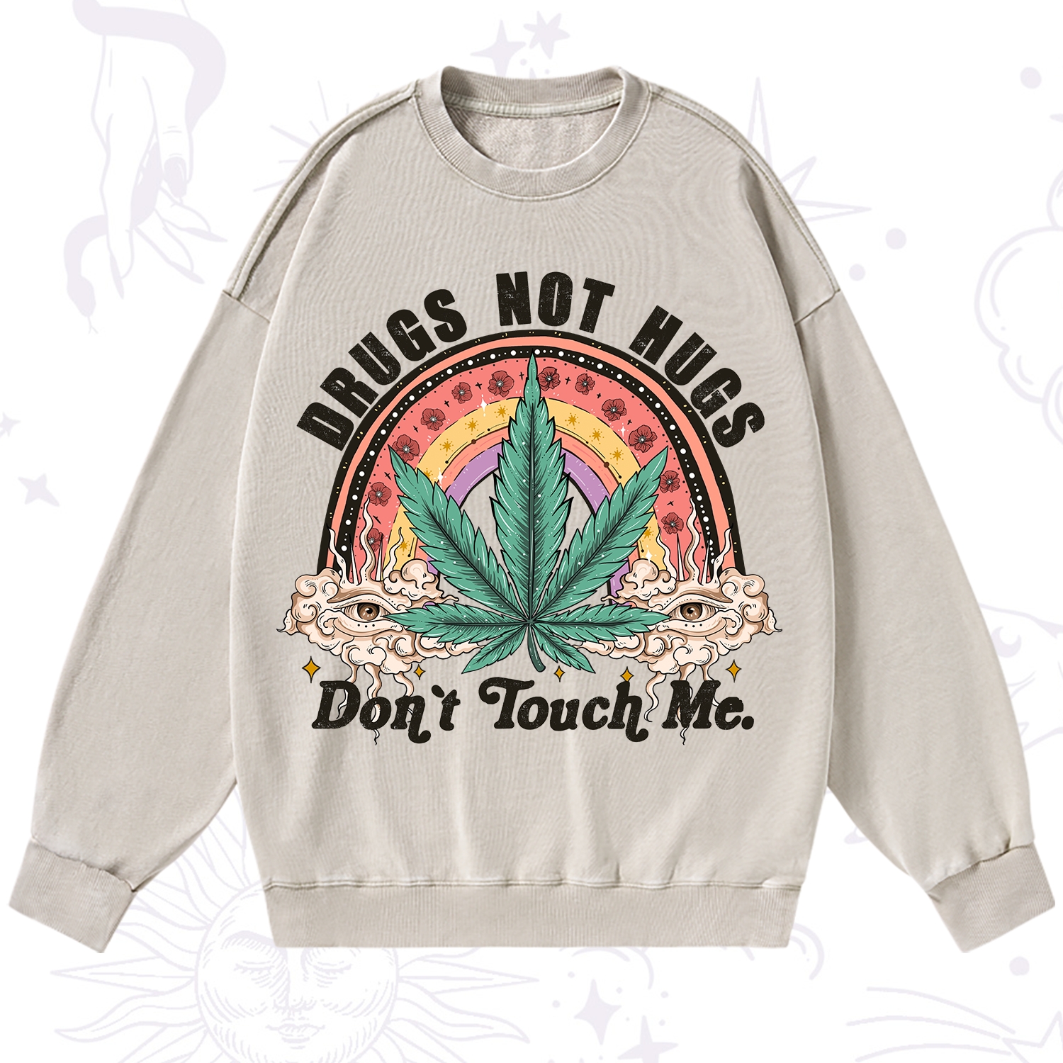 Purplehecate Drugs Not Hugs Washed Sweatshirt