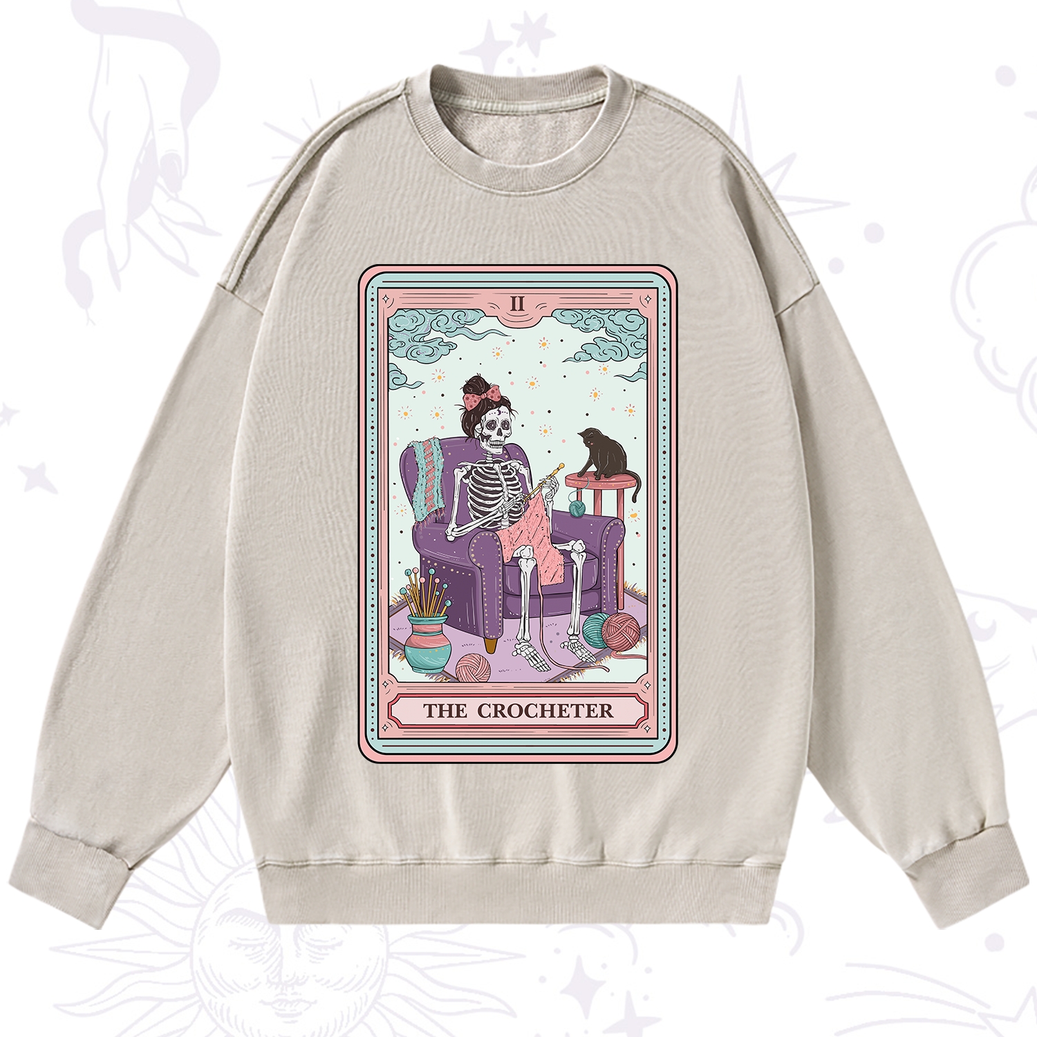 Purplehecate The Crocheter Tarot Washed Sweatshirt