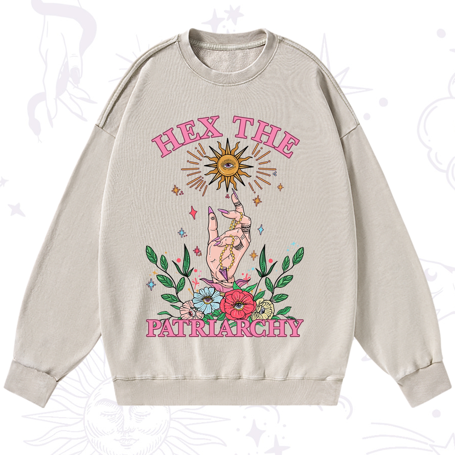 Purplehecate Hex The Patriarchy Witchy Washed Sweatshirt