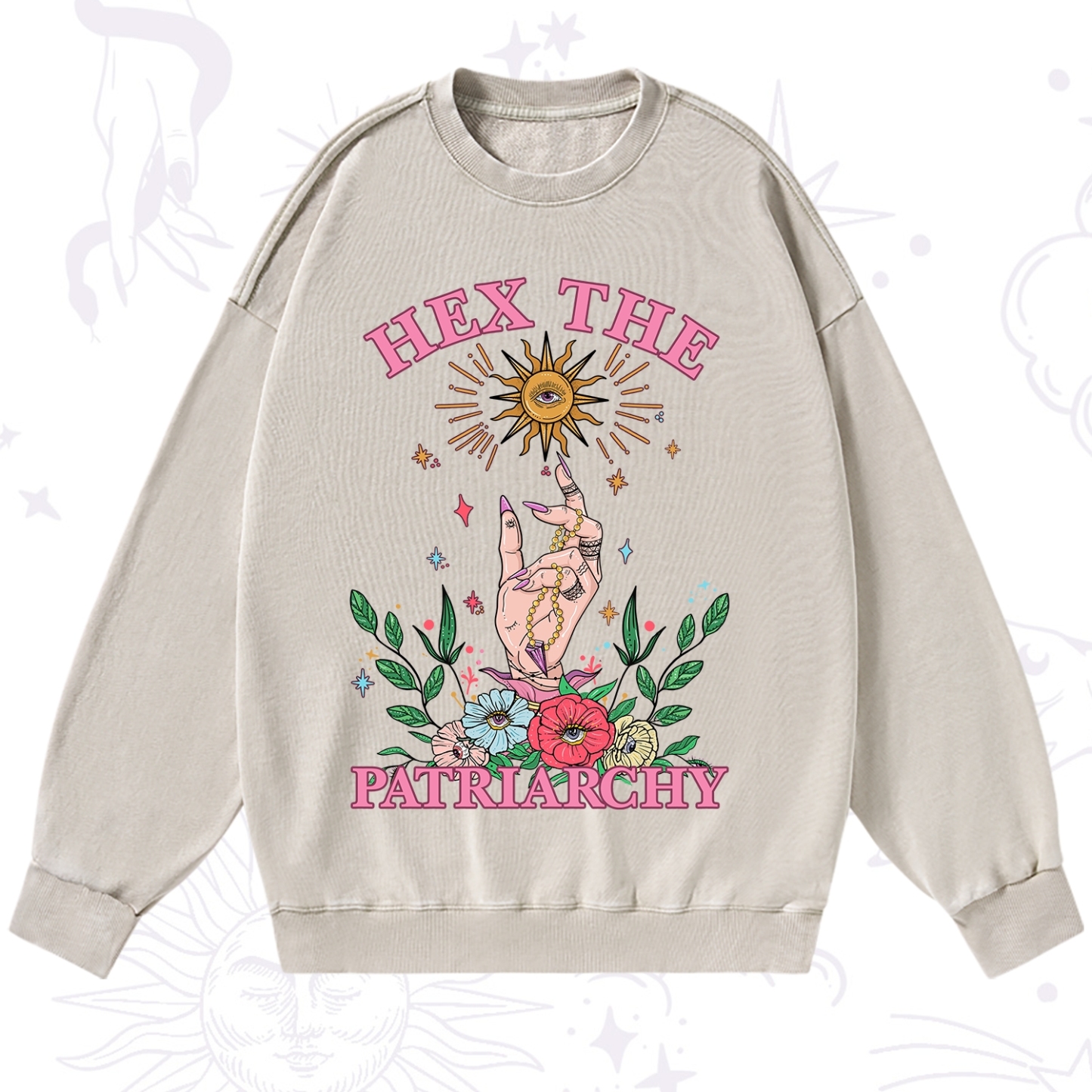 Purplehecate Hex The Patriarchy Witchy Washed Sweatshirt