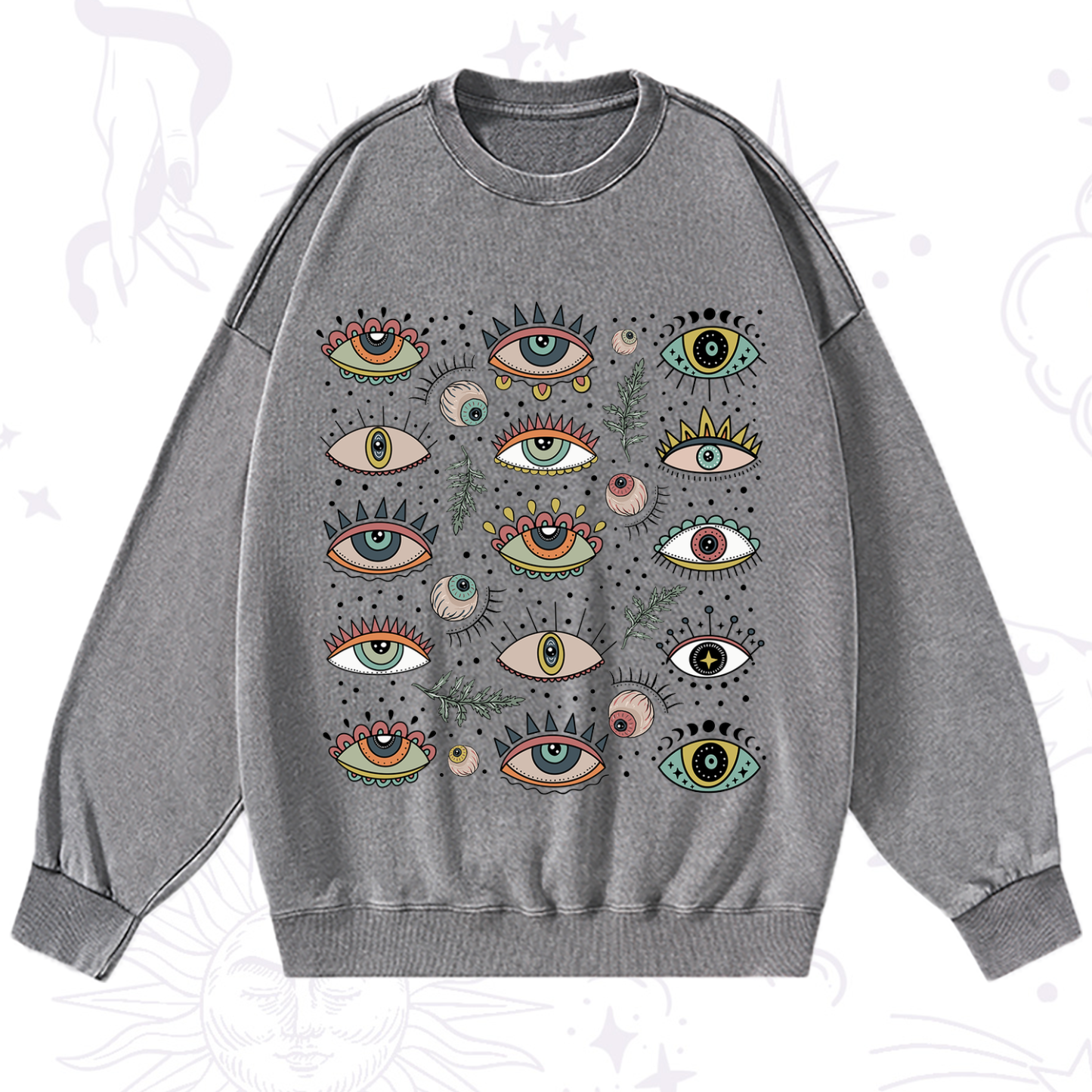 Purplehecate Evil Eye Array Washed Sweatshirt