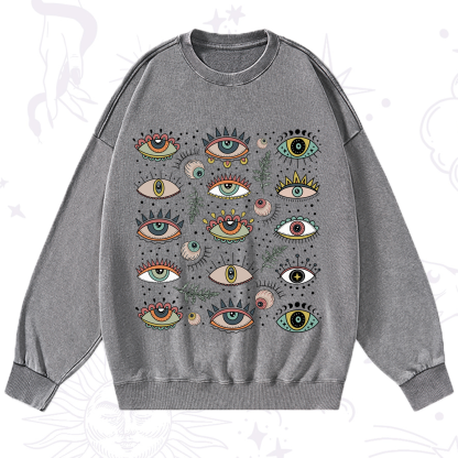 Purplehecate Evil Eye Array Washed Sweatshirt