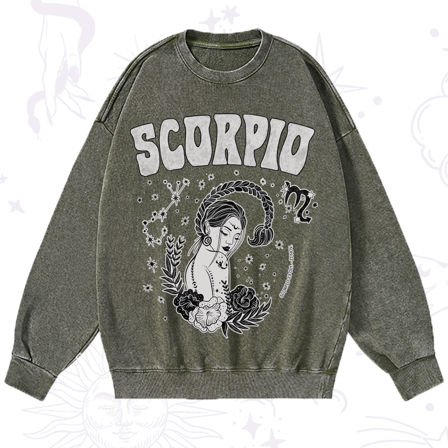 Purplehecate Scorpio Zodiac Glyphs  Washed Sweatshirt