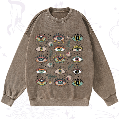 Purplehecate Evil Eye Array Washed Sweatshirt