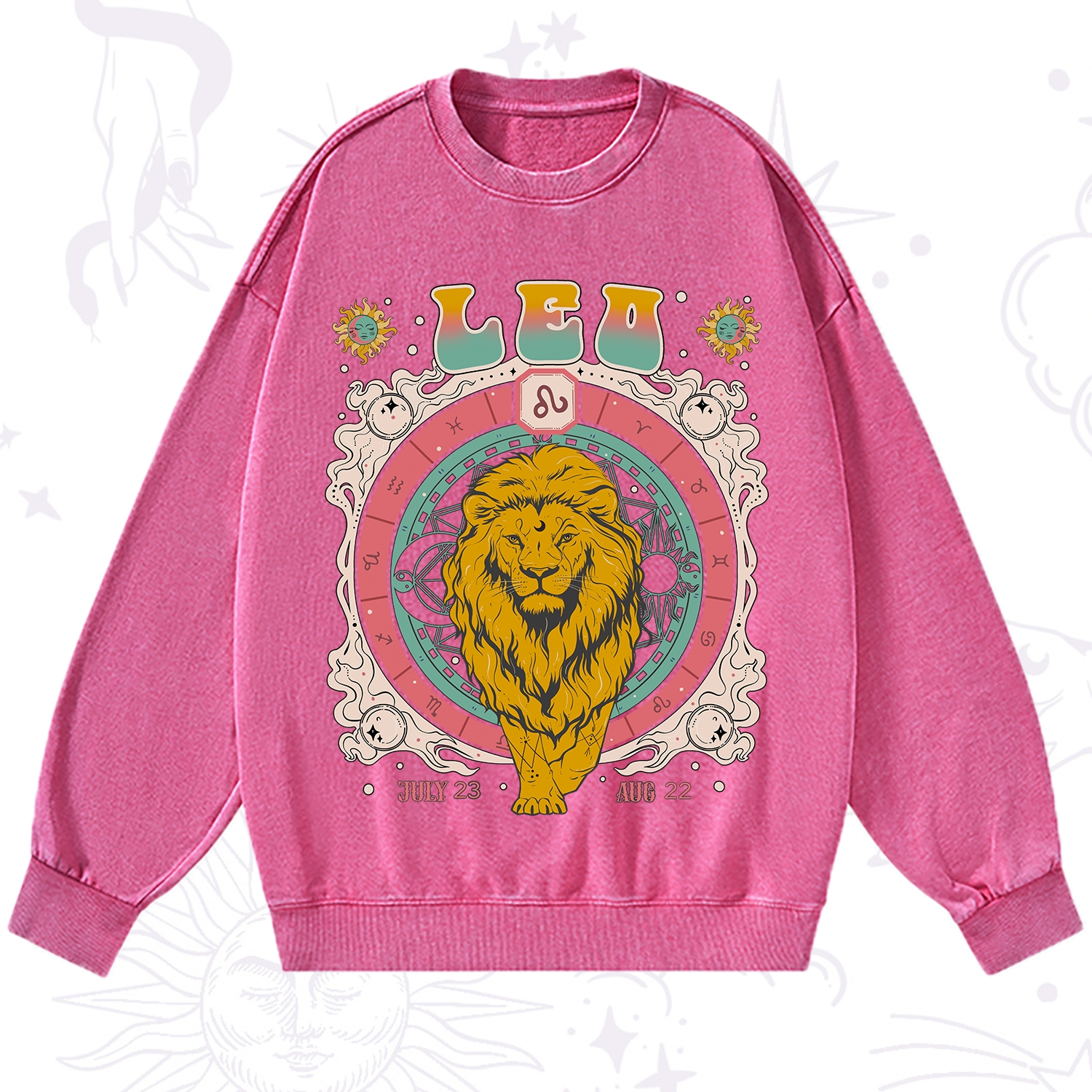 Purplehecate Leo Cosmic Zodiac Washed Sweatshirt