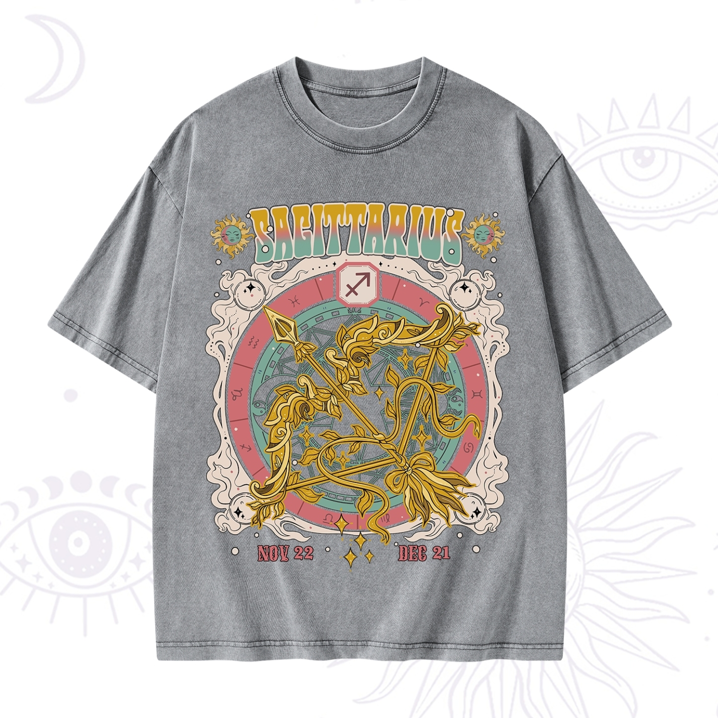 Purplehecate Sagittarius Cosmic Zodiac Washed T-Shirt