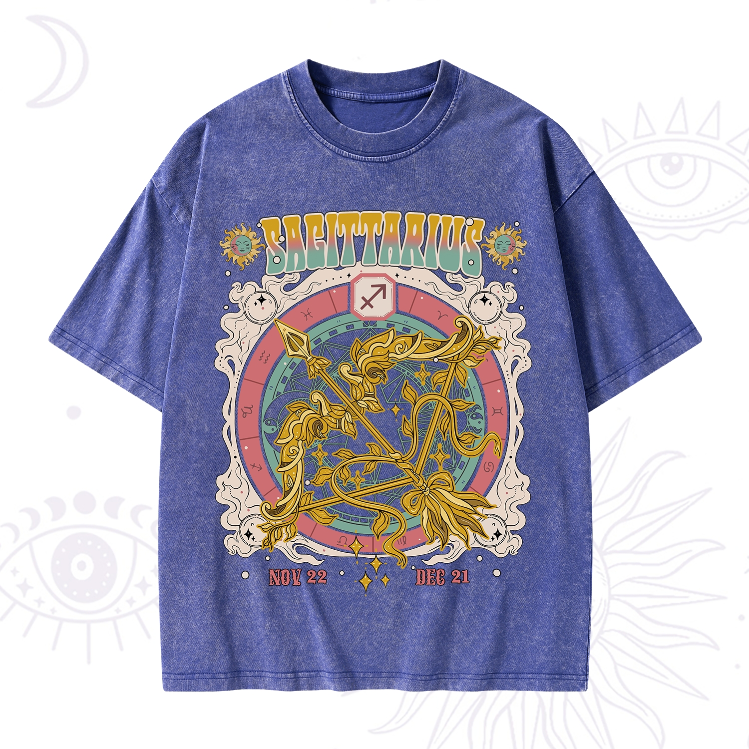 Purplehecate Sagittarius Cosmic Zodiac Washed T-Shirt