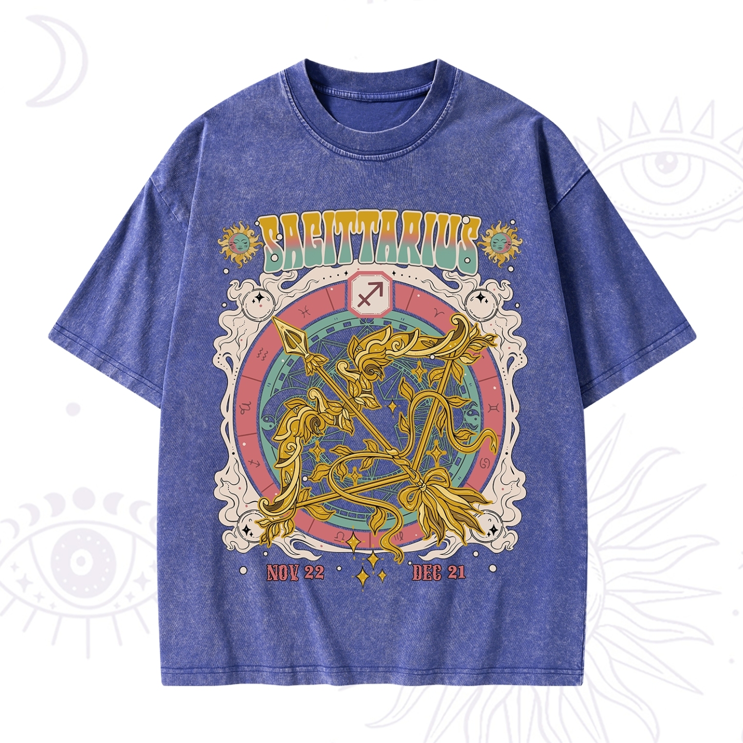 Purplehecate Sagittarius Cosmic Zodiac Washed T-Shirt