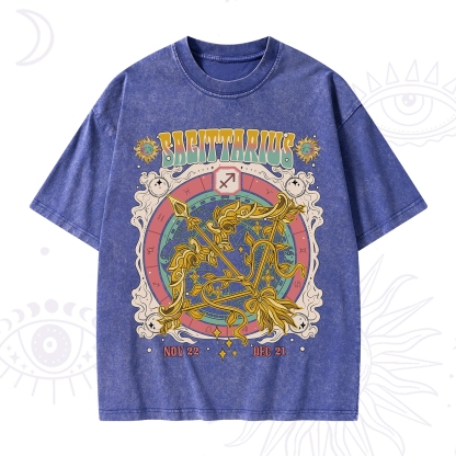 Purplehecate Sagittarius Cosmic Zodiac Washed T-Shirt