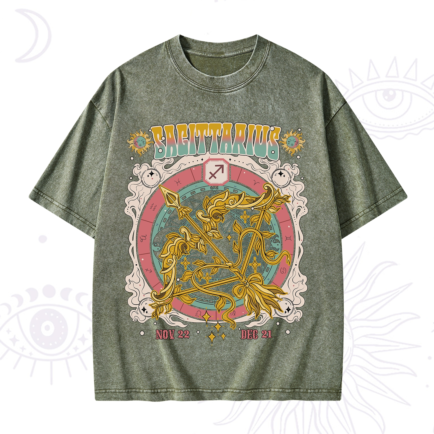 Purplehecate Sagittarius Cosmic Zodiac Washed T-Shirt