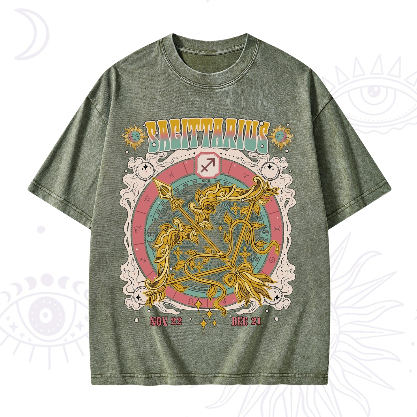 Purplehecate Sagittarius Cosmic Zodiac Washed T-Shirt