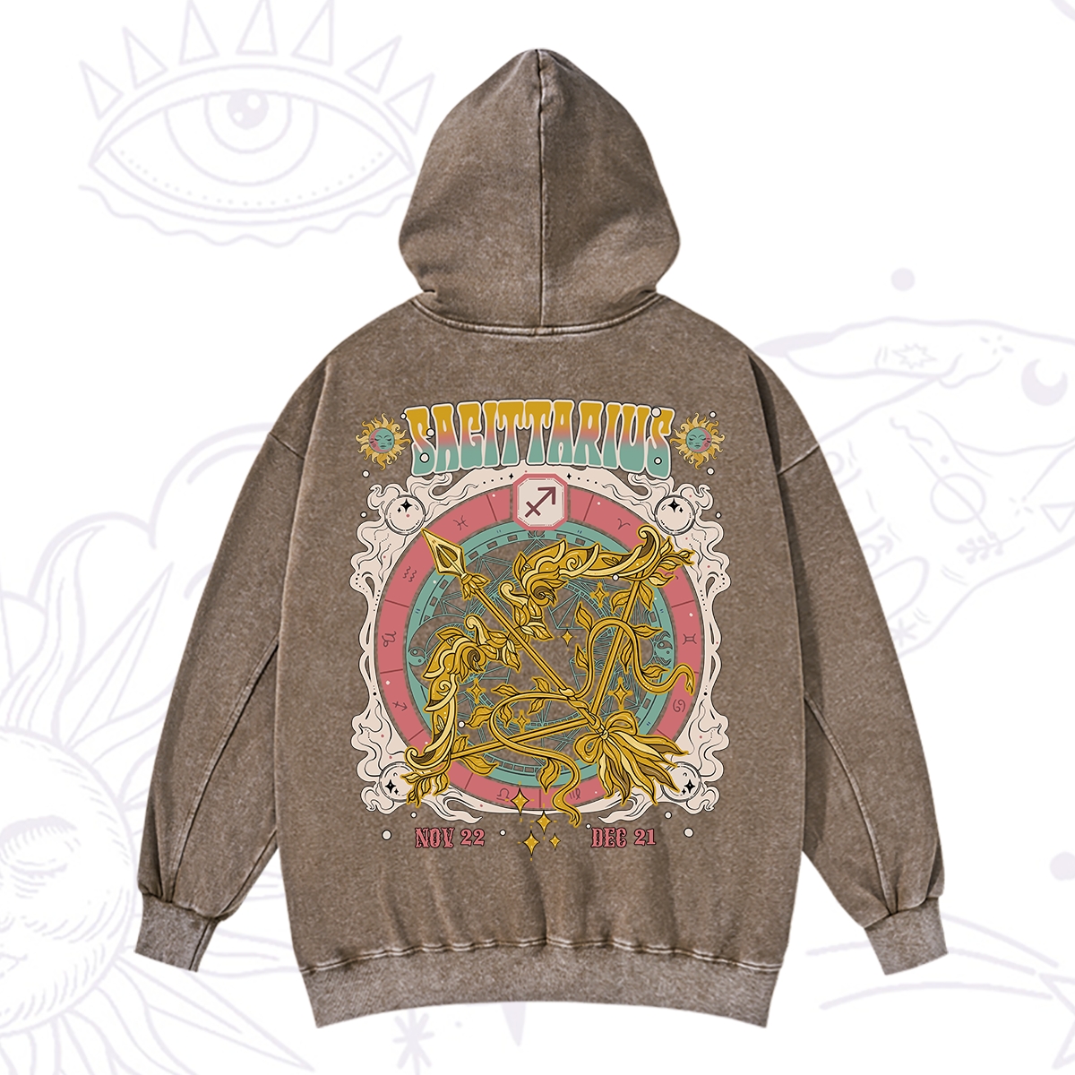 Purplehecate Sagittarius Cosmic Zodiac Washed Hoodie