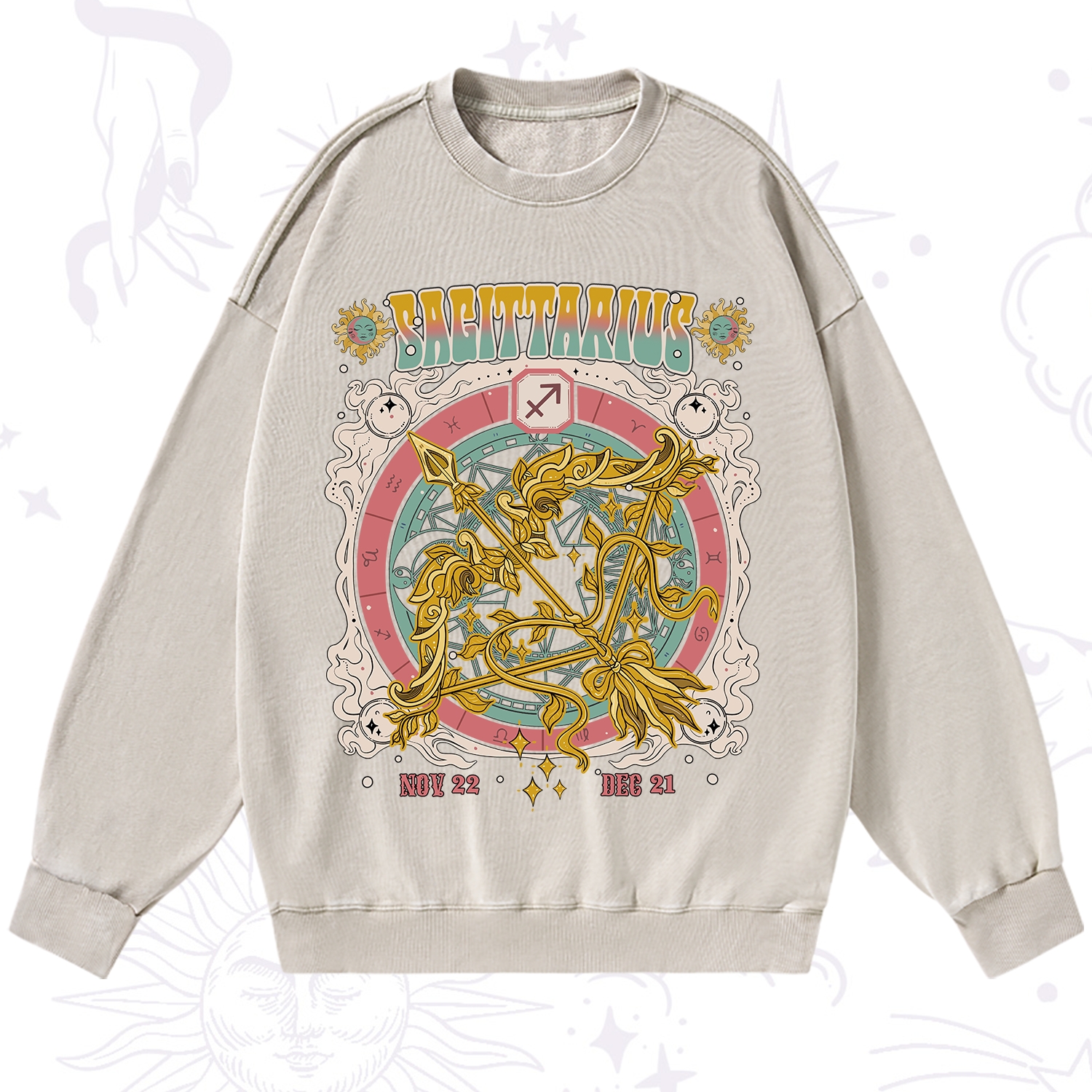 Purplehecate Sagittarius Cosmic Zodiac Washed Sweatshirt