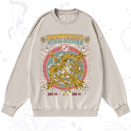 Purplehecate Sagittarius Cosmic Zodiac Washed Sweatshirt