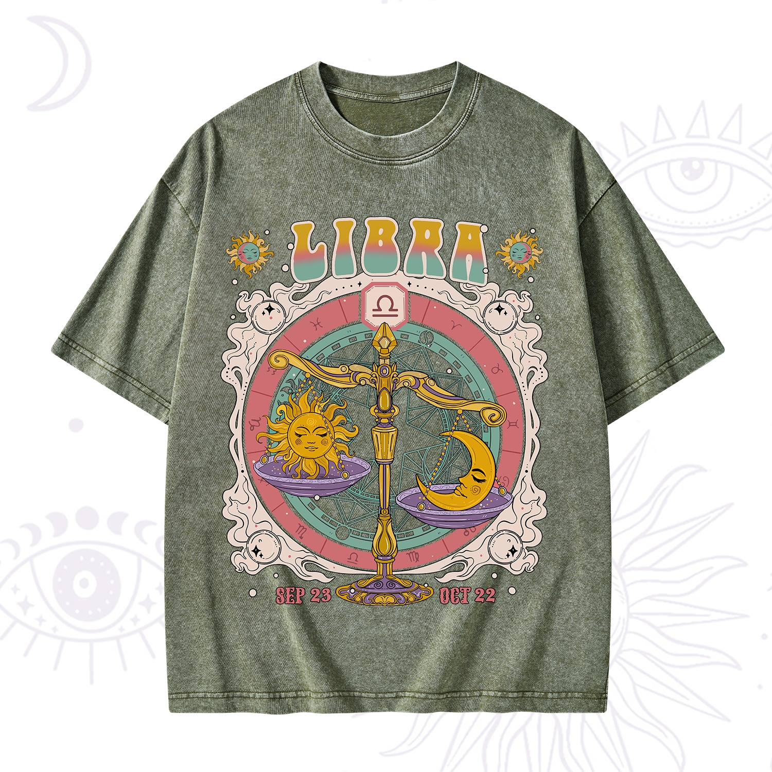 Purplehecate Libra Cosmic Zodiac Washed T-Shirt