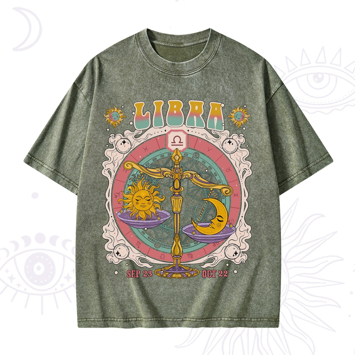 Purplehecate Libra Cosmic Zodiac Washed T-Shirt