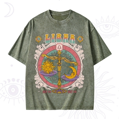 Purplehecate Libra Cosmic Zodiac Washed T-Shirt
